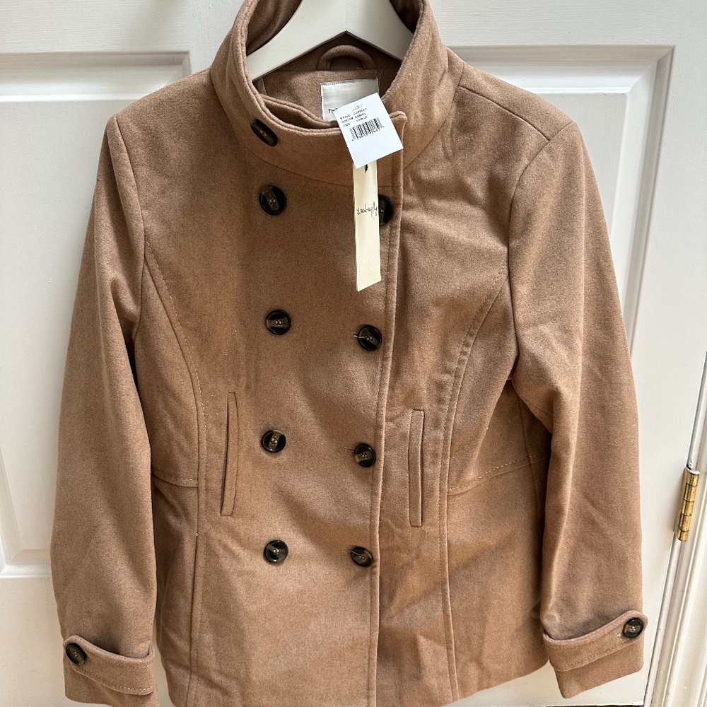 Thread & Supply -Camel PEACOAT Wool Coat Jacket  Brand new with Tags!